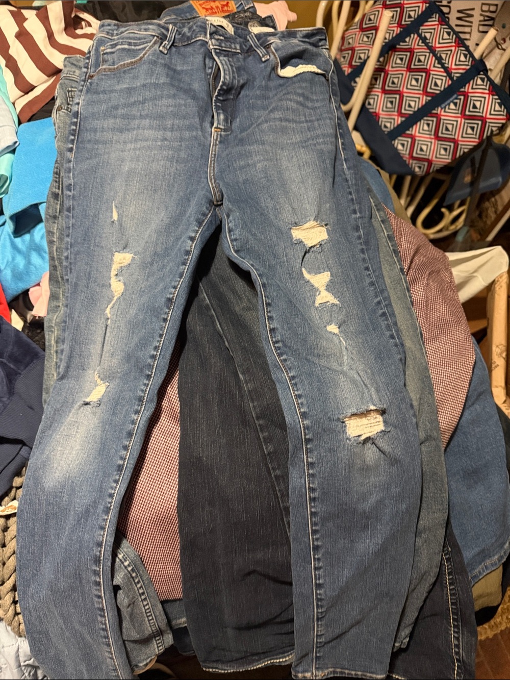 Abercrombie & Fitch Women's Skinny Distressed Blue Jeans